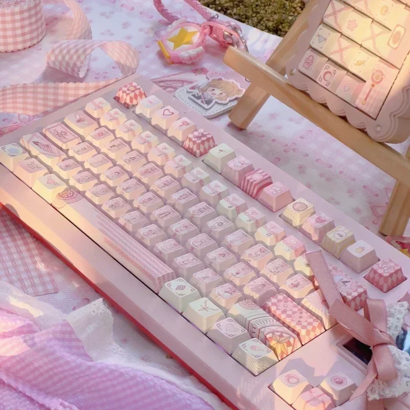 Kuro Elf Keycaps Custom Cute Pink Keycap Original EOA/MOA/OEM/cherry Profile Point Key Cap for Gaming Mechanical Keyboard Gift