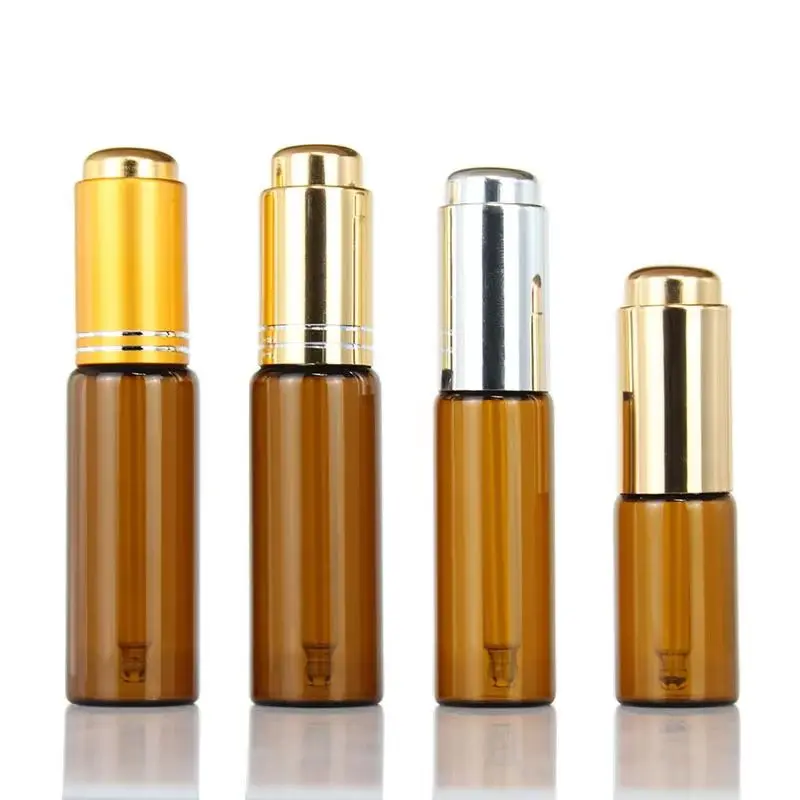 

50pcs 10ml 15ml 20ml Press Pump Dropper Glass Bottle Amber Liquid Essential Oil Dropper Bottle Empty Refillable Pipette Bottles