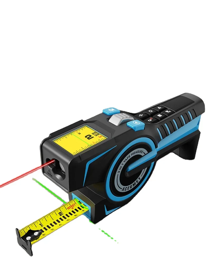 3 In 1 Electric Tape Measure Later Distance Meter Digital Steel Measuring Tape Laser Ranger 40m/60m