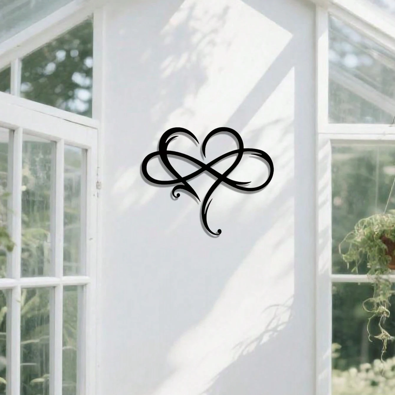 "Infinity Heart Metal Wall Art – Eternal Love Geometric Sculpture | Romantic Decor for Bedroom & Weddings"