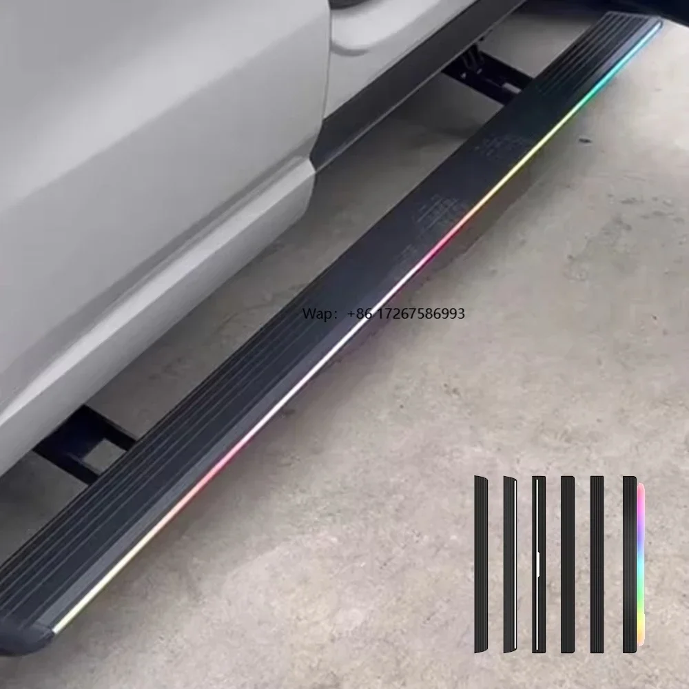 

Customized Aluminum Alloy Electric Running Board Side Step Dual LED Lights for Outlander Hilux-Sports Style No Drilling