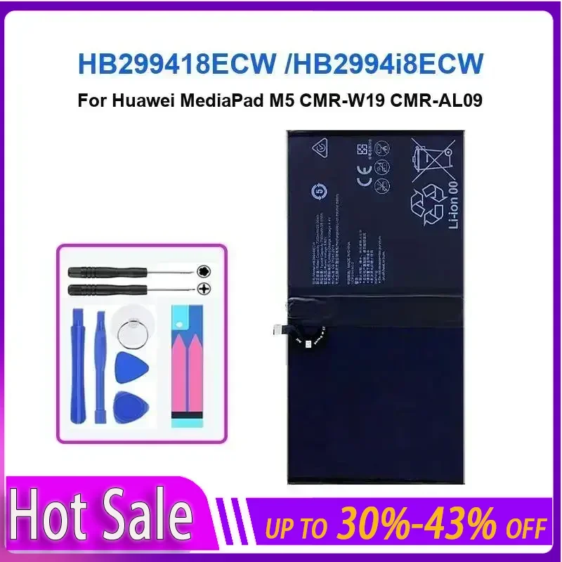 

Аккумулятор для ноутбука 7500 мАч для Huawei MediaPad M5 CMR-W19 CMR-AL09 HB299418ECW/HB2994i8ECW, долговечный и сменный аккумулятор