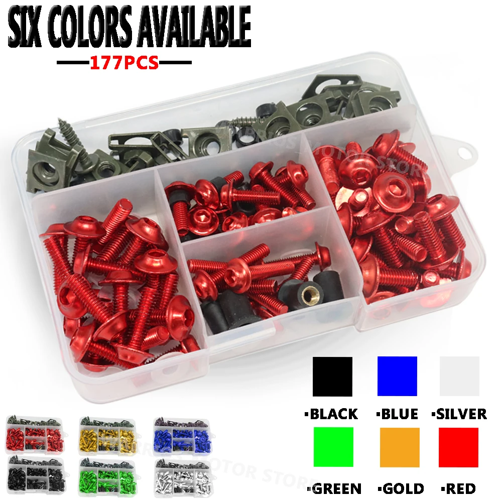 For Yamaha Kawasaki BMW Pit Dirt Bike 177PCS/Set Motorcycle Fairing Bolts Kit CNC Bodywork Screws Nut