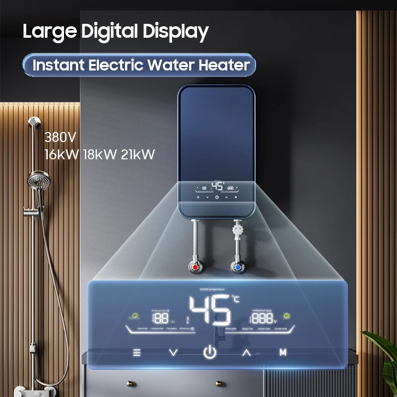Home Smart Multi Point Wall-Mounted 16-24kW Tankless Hot Water Boiler Heating System Water Heater for Whole
