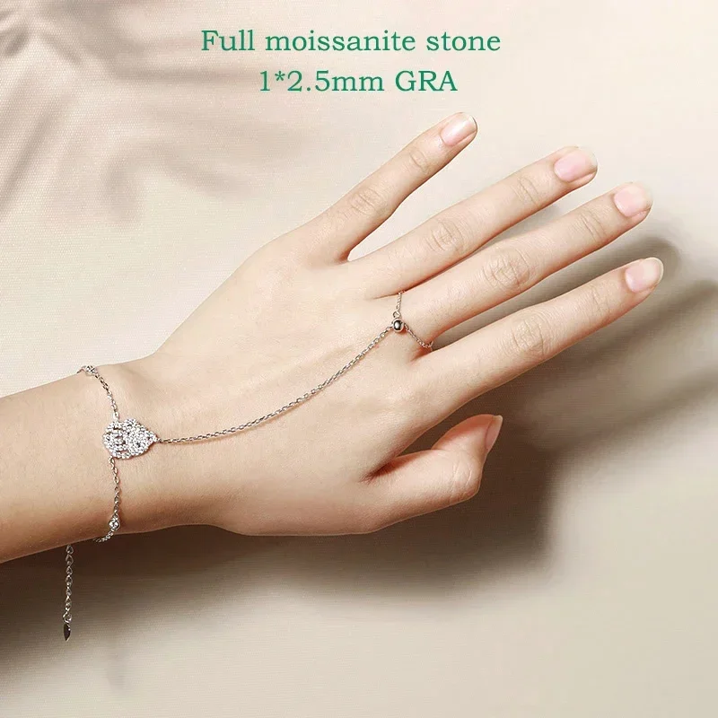 

GRA Certified All Moissanite Bracelet for Women Sparkling Adjustable 14-19CM Sterling Silver 925 Jewelry Shiran Aloni