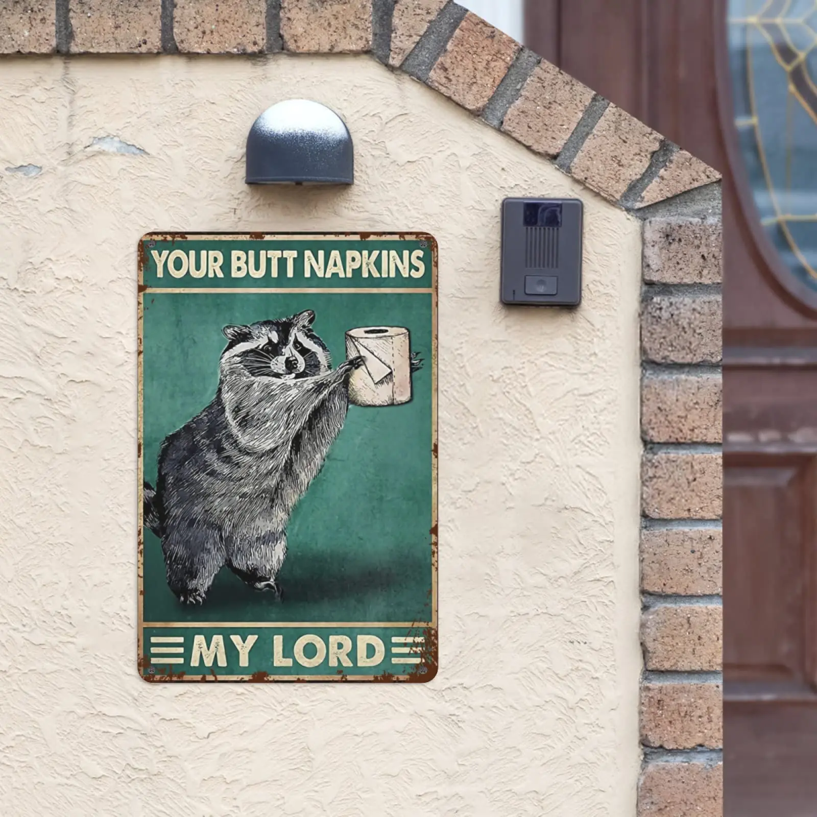 Funny Raccoon Bathroom Wall Decor Sign - Your Butt Napkins My Lord - Vintage Metal Tin Sign for Novelty Girls Room Bedroom Toile