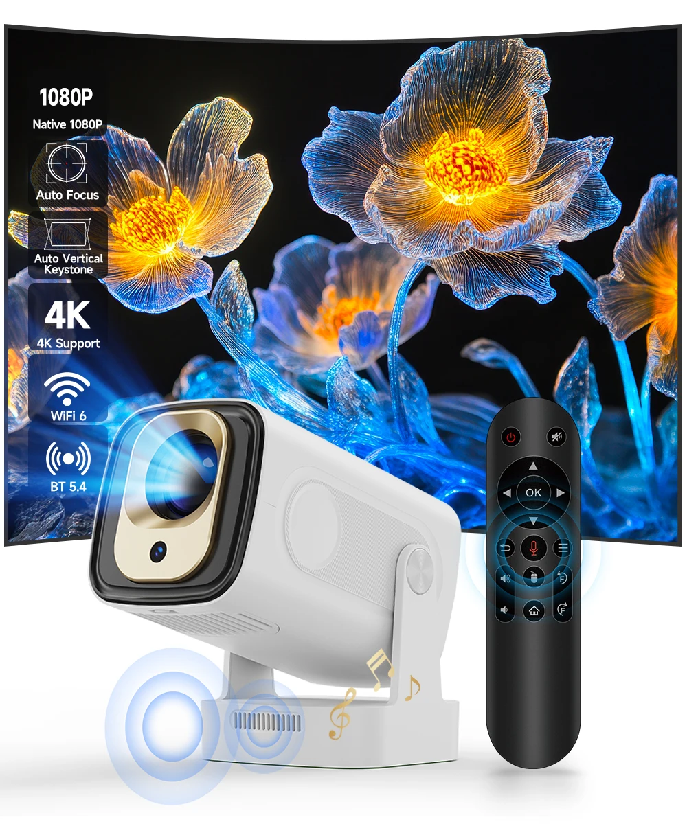 Magcubic 1080P autofókusz, 4K dekódolás, HY310 330ANSI hordozható projektor, natív kettős WiFi BT5.4 Air Mouse hangvezérlés, otthoni és kültéri filmsugár