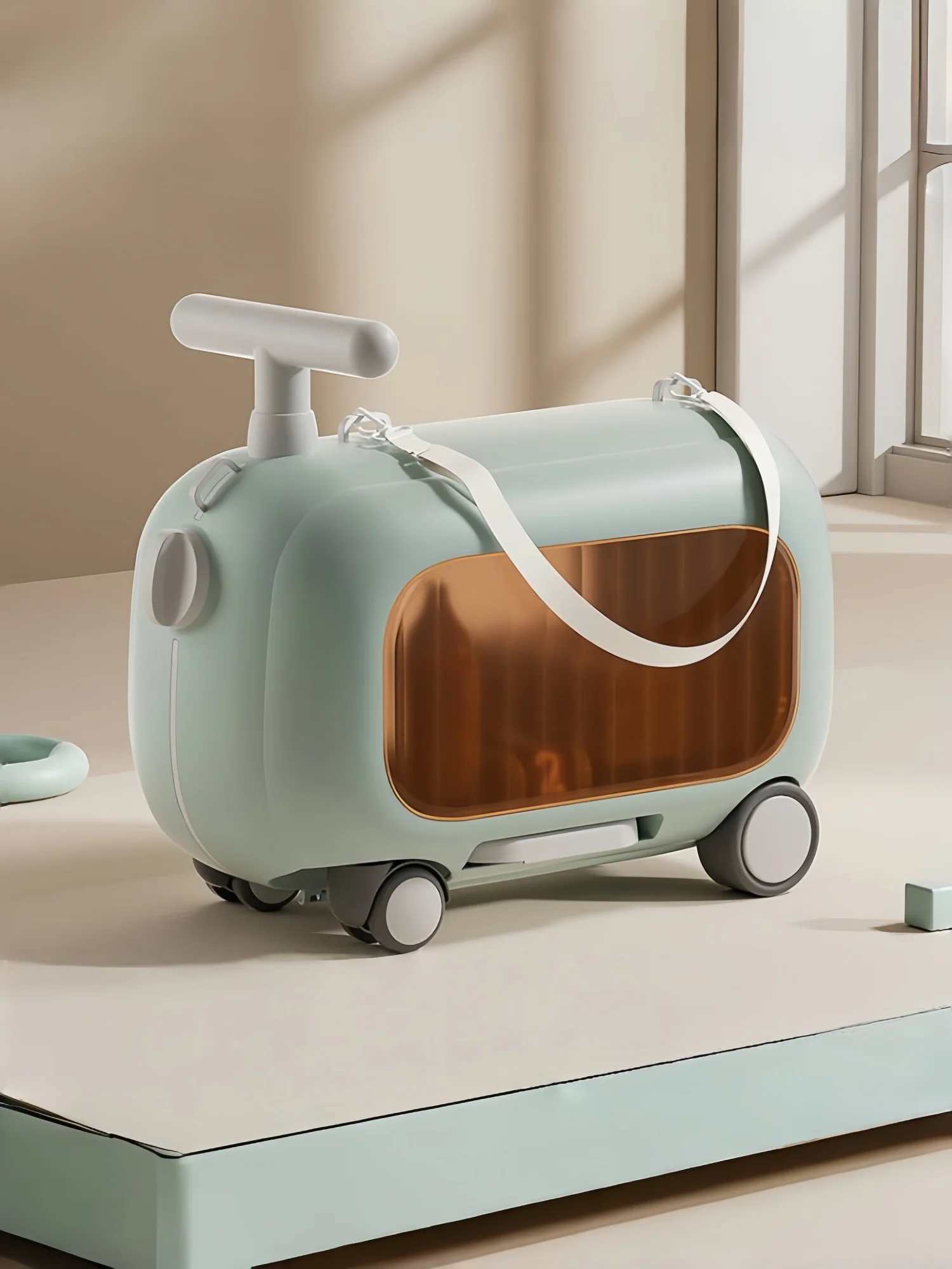 حقيبة سفر بعجلات للأطفال، حقيبة أمتعة يمكن ركوبها بتصميم كرتوني، حقيبة تخزين بعجلات للأولاد والبنات #4