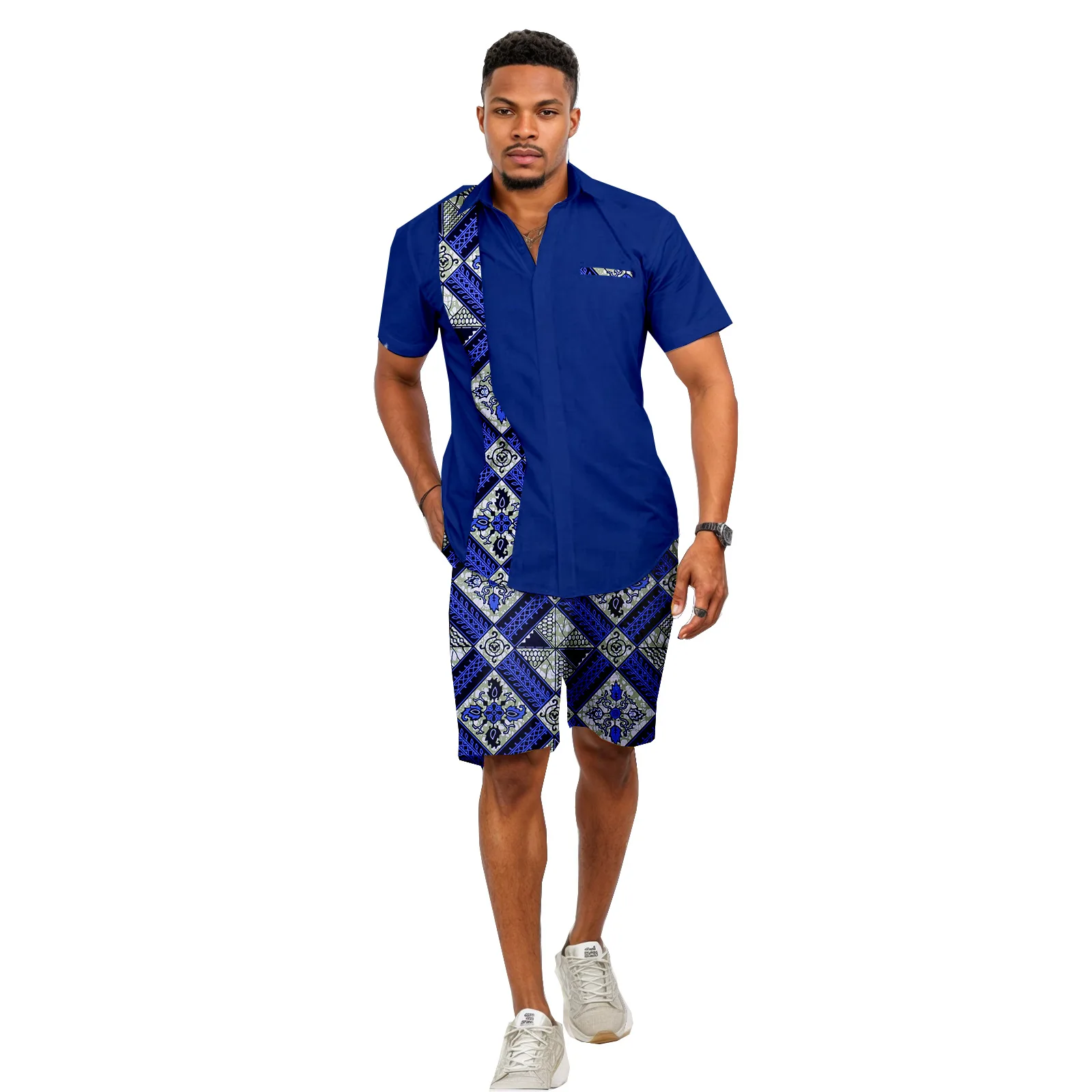 

African Attire For Men Fashion Print Short Sleeve Shirt And Shorts 2 Piece Set Dashiki Outfits Casual Summer Clothing