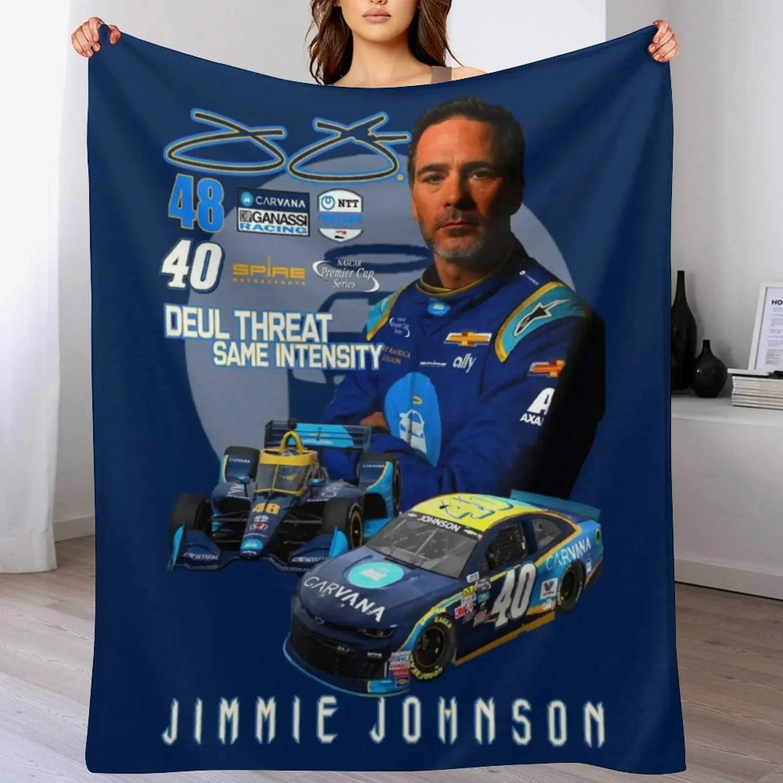 

Jimmie Johnson Deul Threat 2021 Throw Blanket Ultra Plush Cozy Blanket for Napping Sleeping