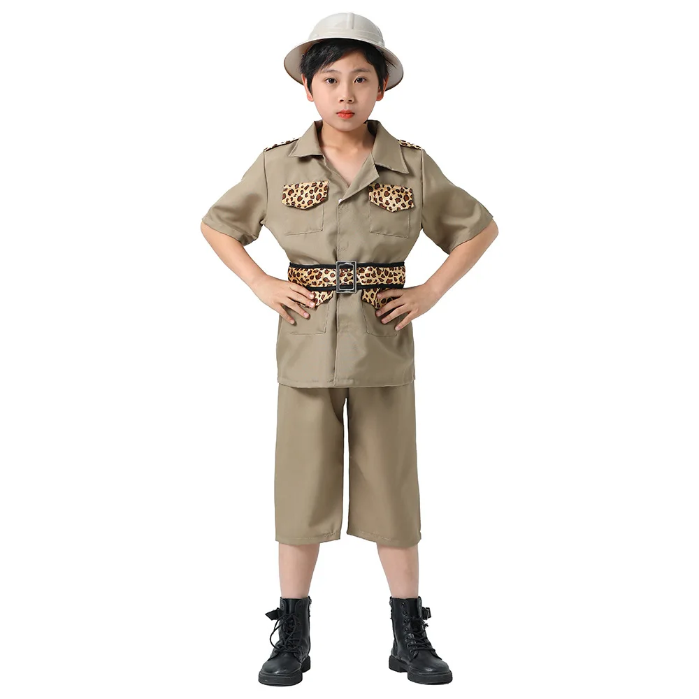 

New Zoo Keeper Costume Cosplay Children Explorer Suit Halloween Costume for Kids Purim Party Clothing Disguise