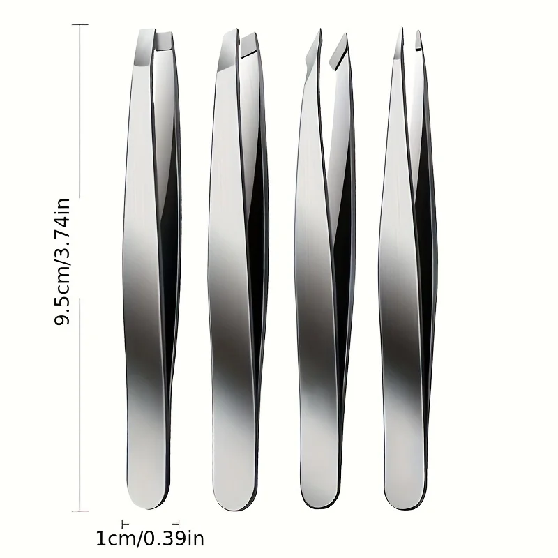 4pcs Professional Tweezers Set Perfect For Eyebrow Hair Removal Splinter & Ingrown Hair Removal & More With Storage Bag & For Me