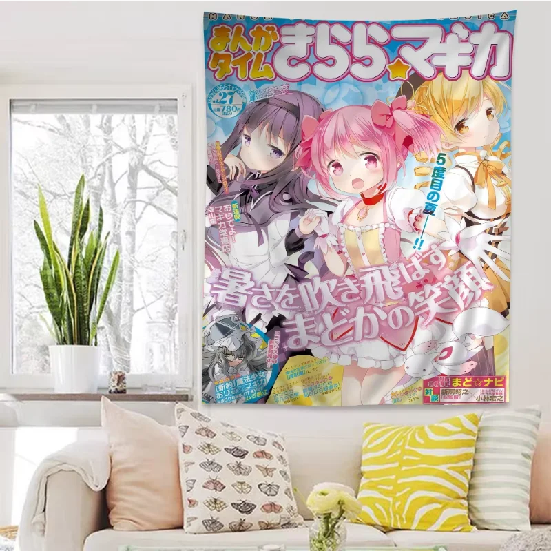 VIKAMA Retro Anime Tapestry Wall Hanging Nostalgic Manga Magazine Kawaii Aesthetic Bedroom Dorm Home Decor Polyester Fabric
