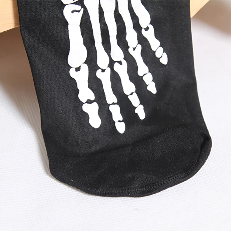 Japanese Black Pantyhose Bones Skull Print Women Tight Sexy Panty-hose Halloween Dia de Muertos Long Stockings Womens Socks Girl