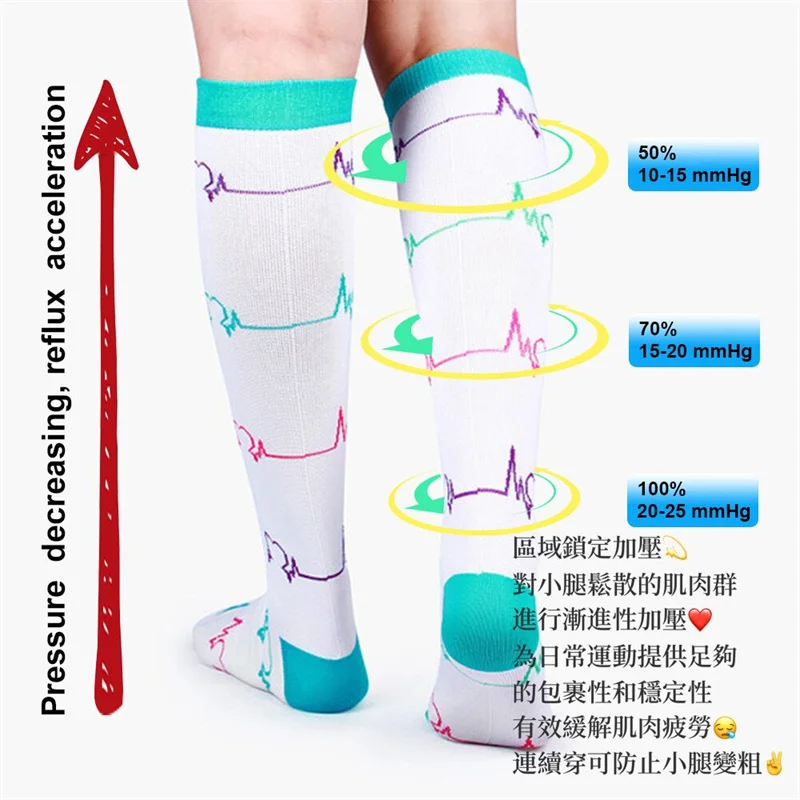 2 Pairs Lot  Women Men Compression Socks Stockings Elastic Sports Beautiful Leg Running Nurse Climbing Cycling Socks Gym