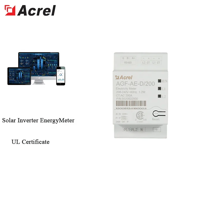 Acrel AGF-AE-D/200 Single Phase Solar Energy Power Meter Wired To Inverter with UL Certificate