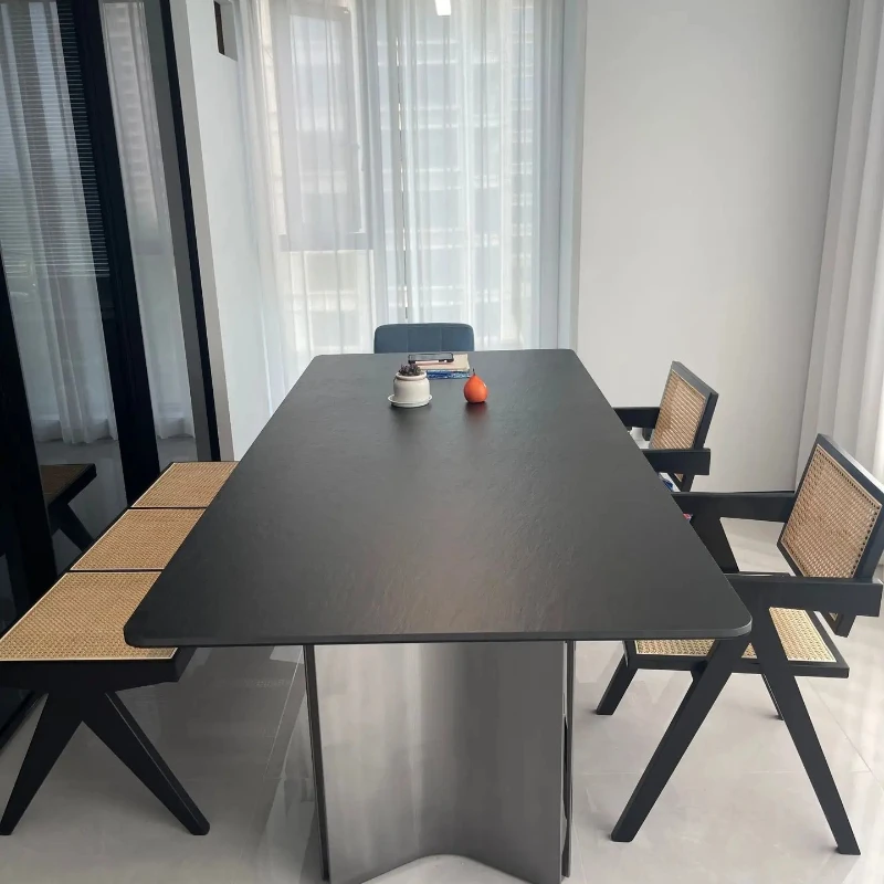 

Обеденный стол X-S Medieval Delifeng из каменной плиты, минималистичный, в стиле лёгкой роскоши, из нержавеющей стали, для дома, для небольших квартир.