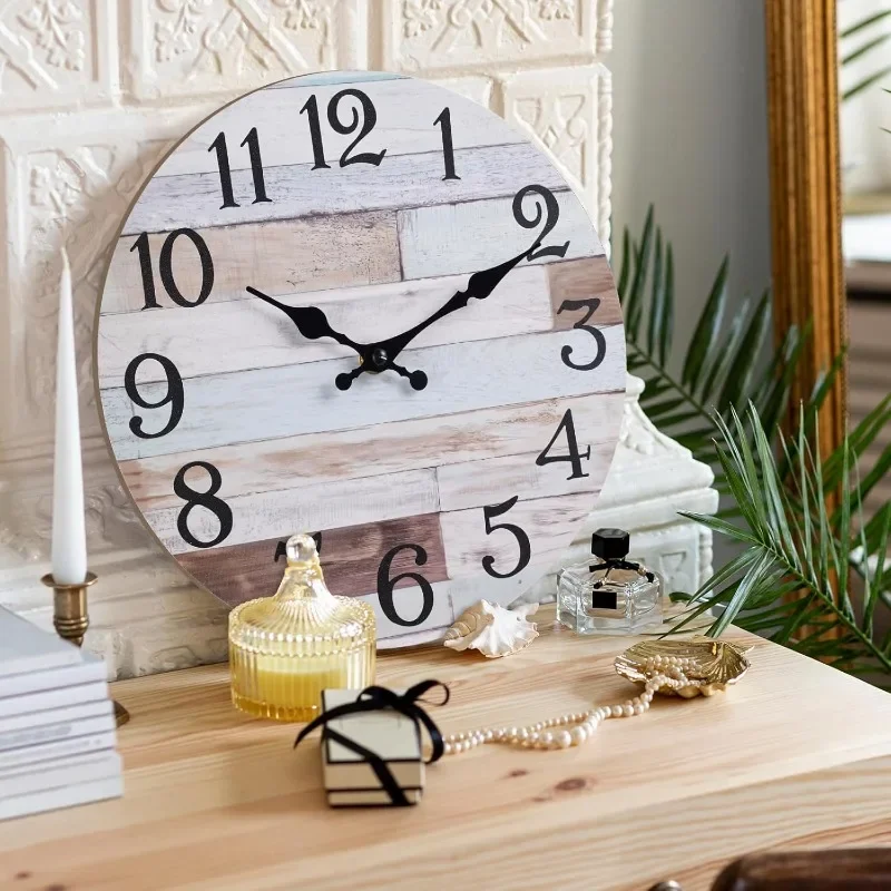 Wall Clock - 18 Inch Large Silent Non-Ticking Wall Clocks Battery Operated Coastal Country Style Decorative for Living Room