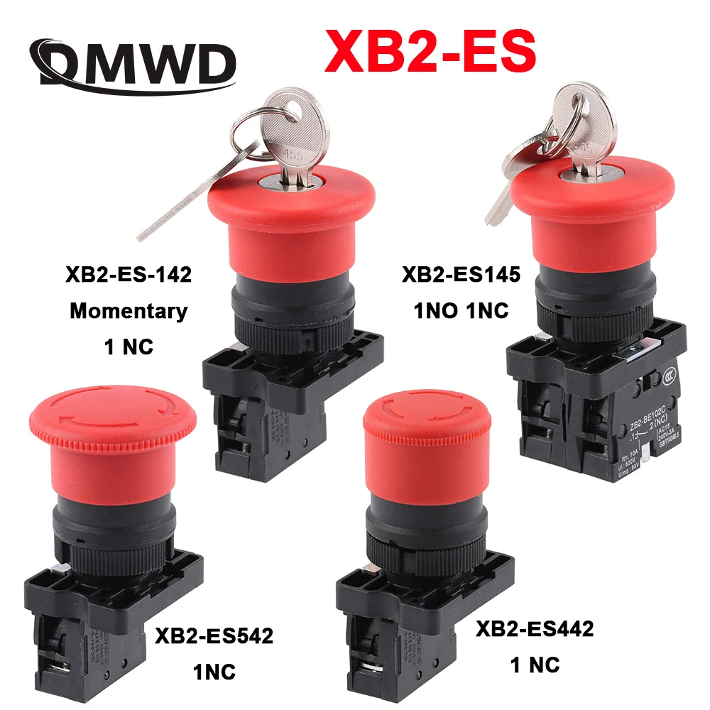 Key Emergency Stop Rotary Push Button Switch 2 Position Latching Locking XB2-ES142 ES145 ES442 ES542 1NC/1NO1NC Red