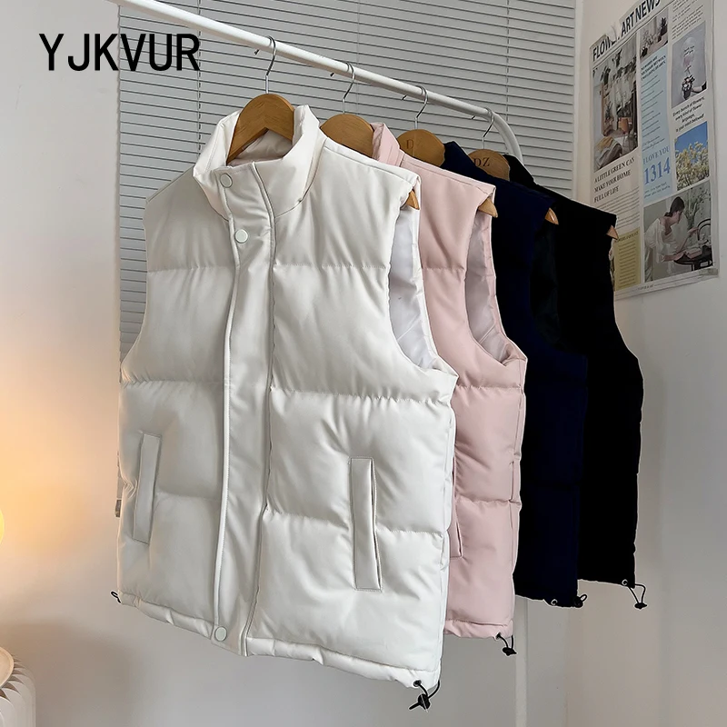 YJKVUR Autumn Winter New Oversize Unisex Windproof Vest Men Jacket Sleeveless Casual Coat Down Cotton Warm Waistcoat Thick Gilet