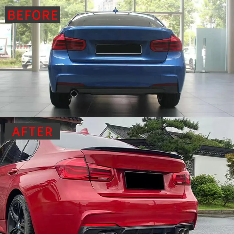 Black Spoiler Wing For 2013-2018 BMW 3series F30 MP Spoiler Top Wings Black Lip Body Kit Splitter Trunk Trim Affix Stick