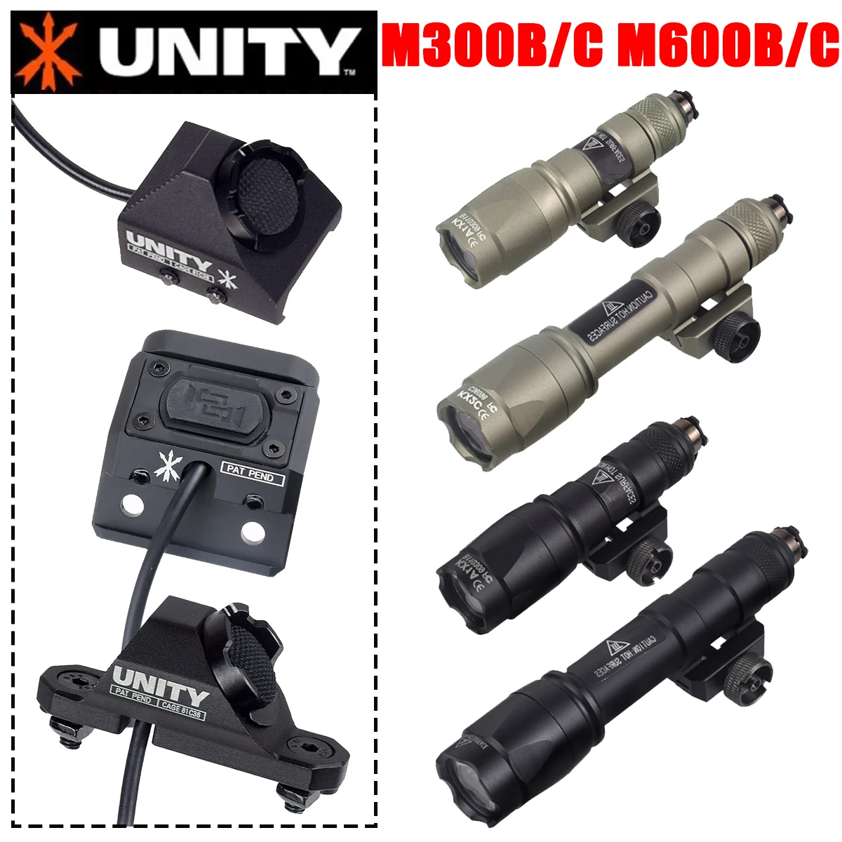 حار الوحدة التبديل Surefire التكتيكية مضيا M300 M600 سلسلة كشاف ضوء AXON المزدوج وظيفة زر مفتاح ضغط الصيد #1