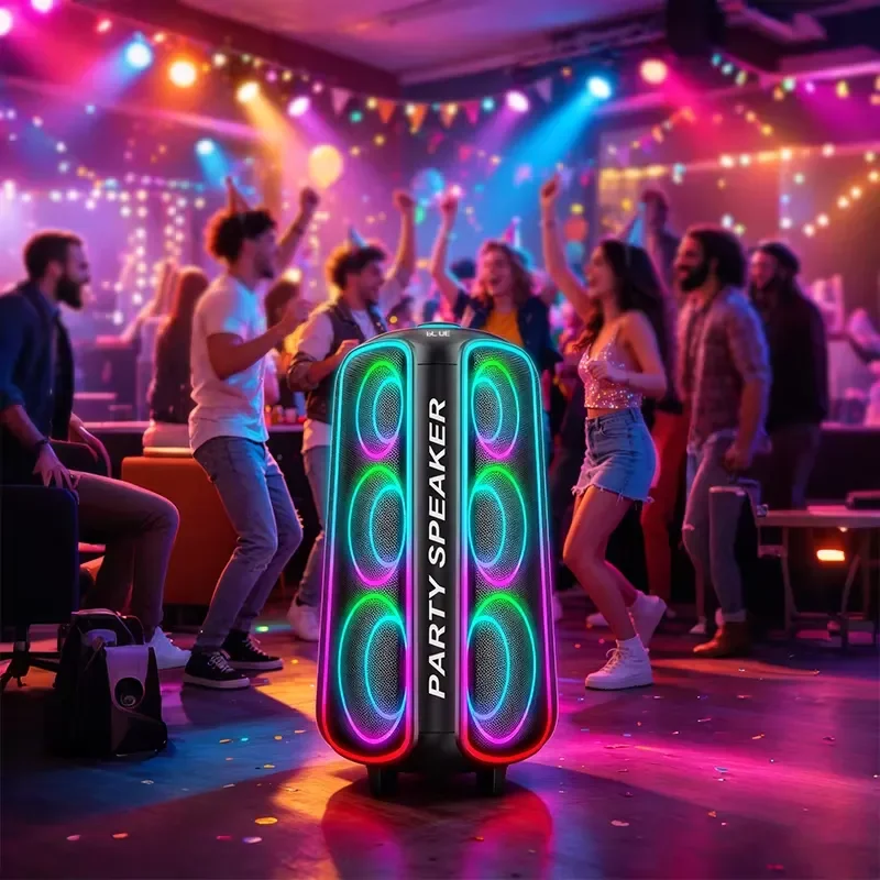 for 360 Degree Triangular Speaker 6x8 Inch with RGB Light Bluetooth Portable Party Tower Speakers