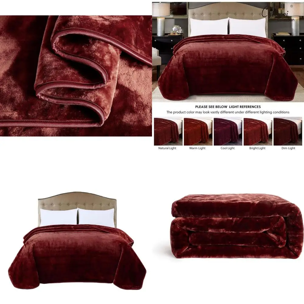 

Роскошное очень большое одеяло из шелковистой норки весом 12,2 фунтов, 750GSM, размер US King, 92 x 106, однотонное бордовое
