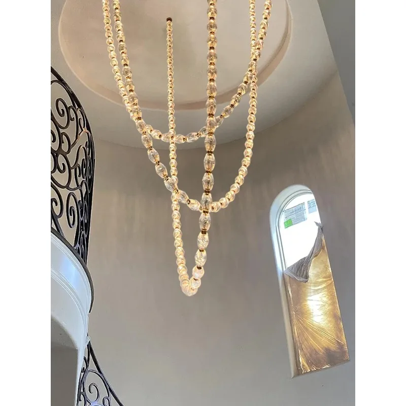 Lily's Diamond Necklace Art Deco Gold Silver Led Pendant Light 2025 Chandelier Luminaire Hanging Lamp For Living Room Staircase