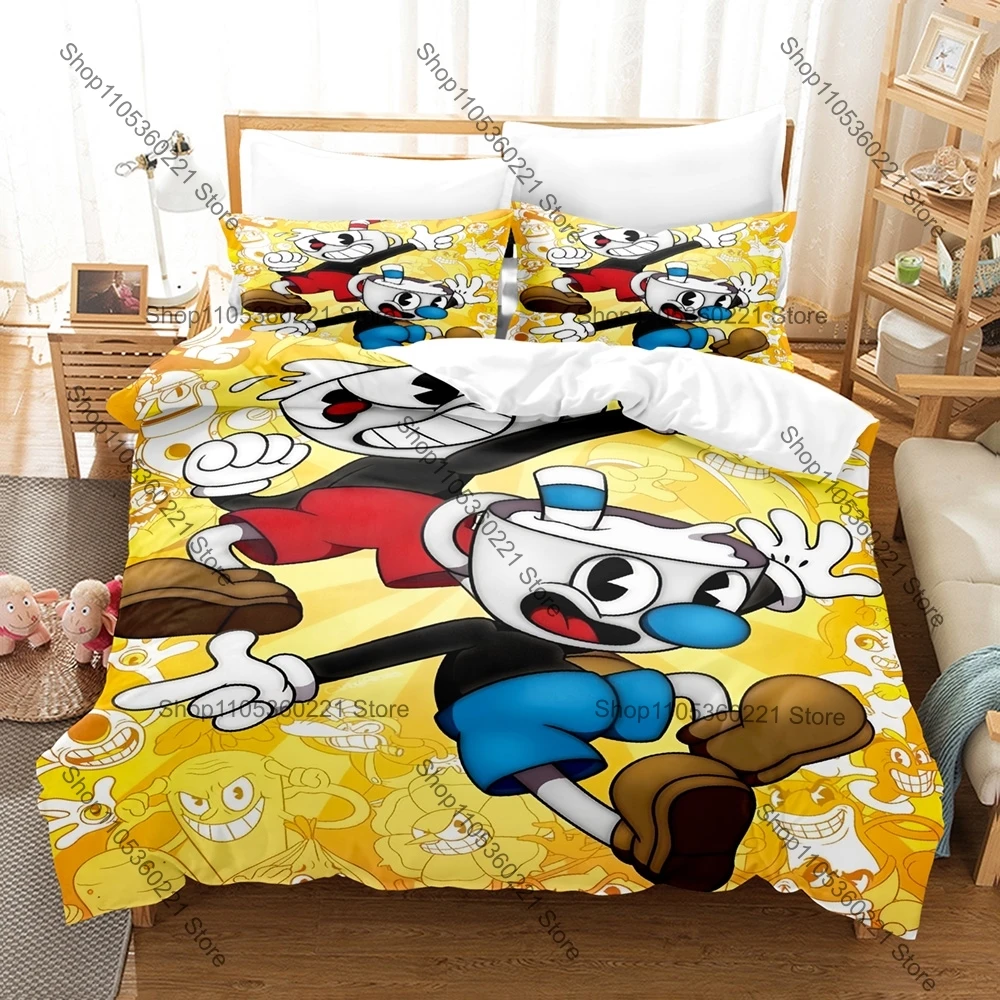 

Personality Game Cuphead and Mugman Printed Bedding Set Soft Polyester New Duvet Cover Set Single Twin Full Queen Size