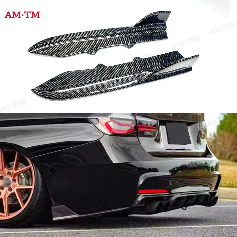 For BMW 3 Series F30 F35 320i 330i M-Tech M-Sport 2013-2019 F Style Carbon Fiber Rear Bumper Wrap Corner Diffuser Side Spoiler