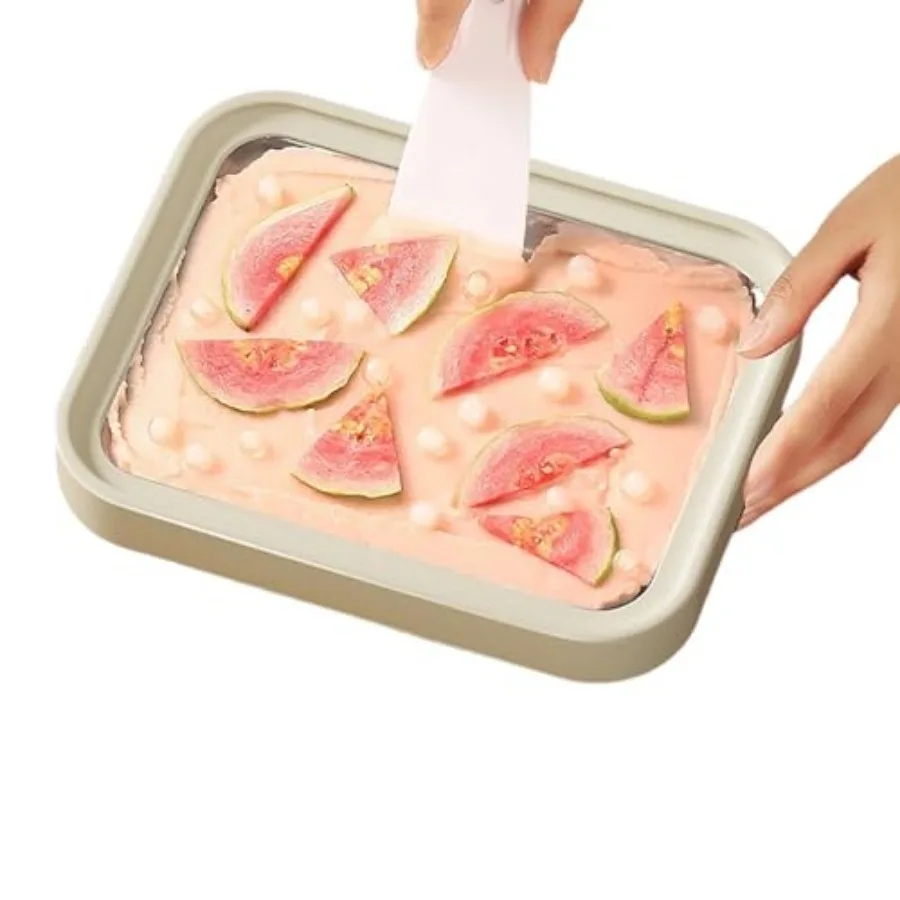 

Large Rolled Ice Cream Maker, At-Home Rolled Ice Cream Tray with 2 Scrapers Stainless Steel Instants Freeze Plate Homemade Yogu