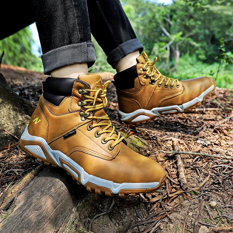 Zapatos de senderismo de viaje para hombre, zapatillas impermeables de cuero para exteriores, botas de Trekking para Sendero, Camping, escalada, caza