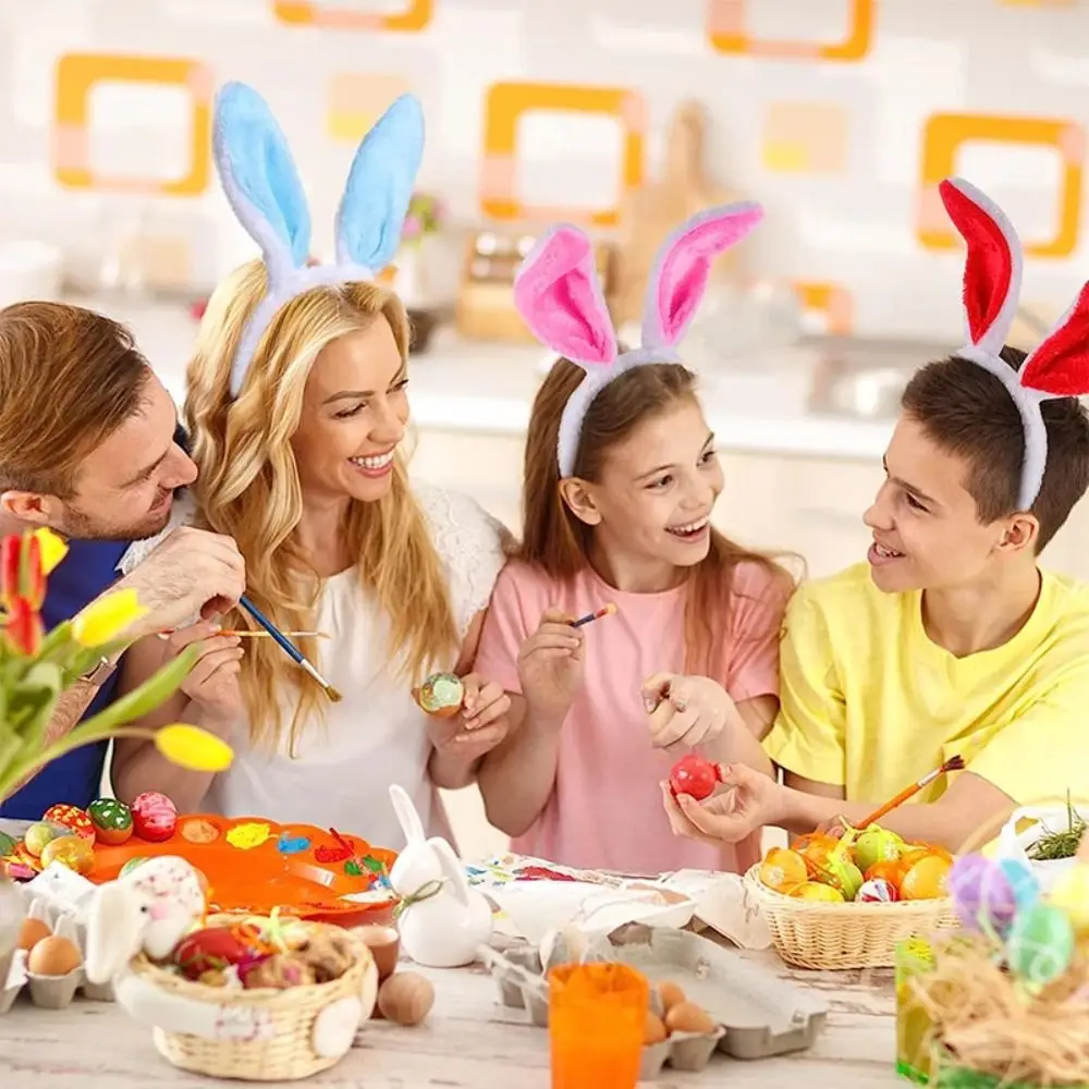 Rabbit Ear Easter Headbands Adult Kids Easter Head Hoop Hair Accessories Cute Colorful Bunny Ear Masquerade Tiara