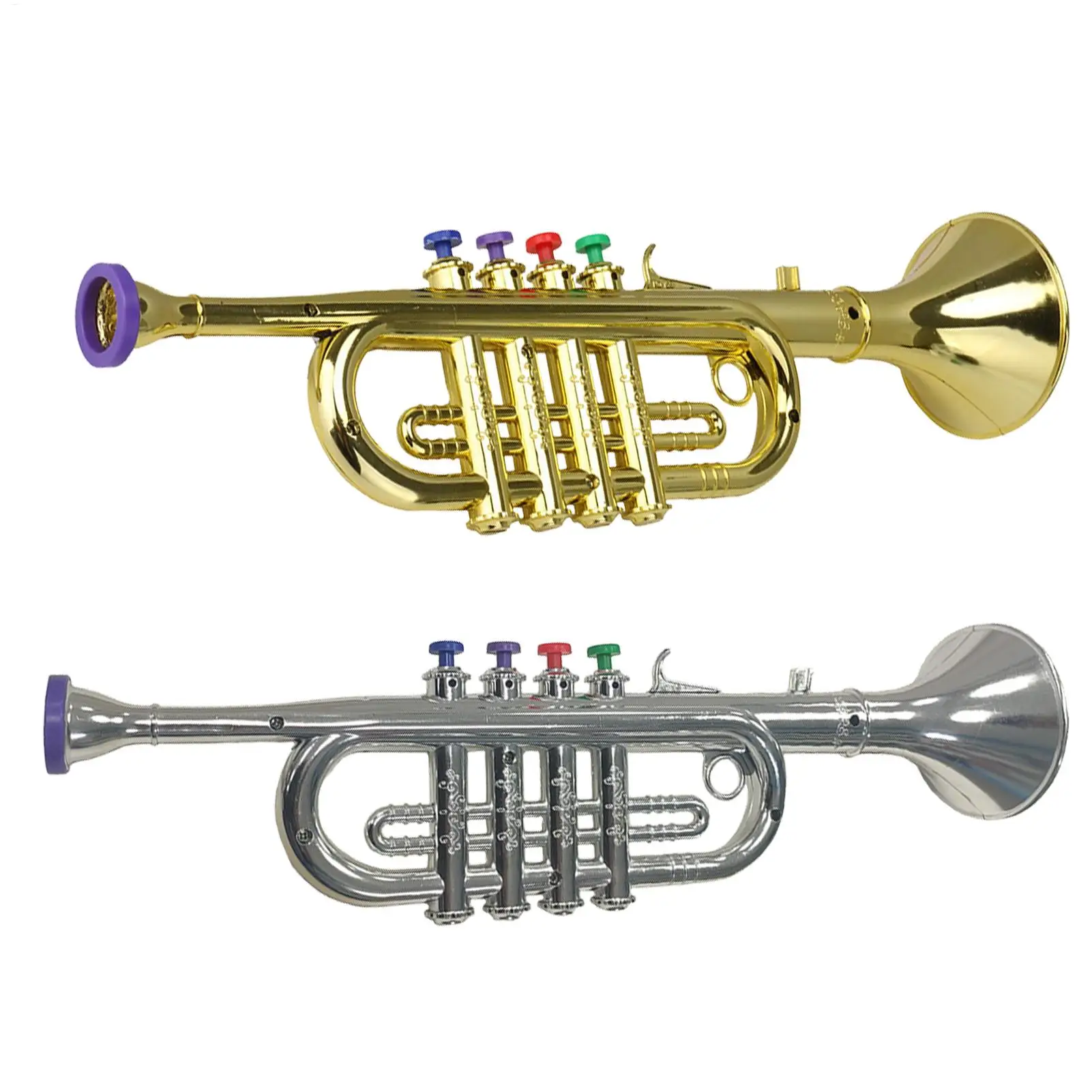 Kids Trumpet Children's Preschool Music Inspire Toys Horn Musical Instrument with 4 Color Keys Fun Music Toy for Children