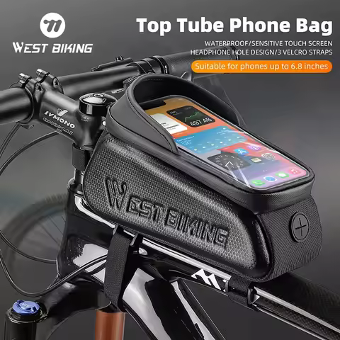 WEST BIKING Bicycle Top Tube Bag Touch Screen Phone Carrier Bag Waterproof EVA Road Bike Cycling Tool Holder Bag MTB Accessories