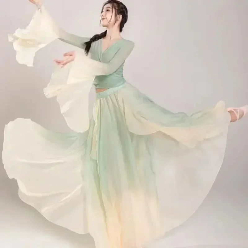 Classical dance costume fairy suit daily practice dress loose and flowing thin gauze Chinese dance performance costume