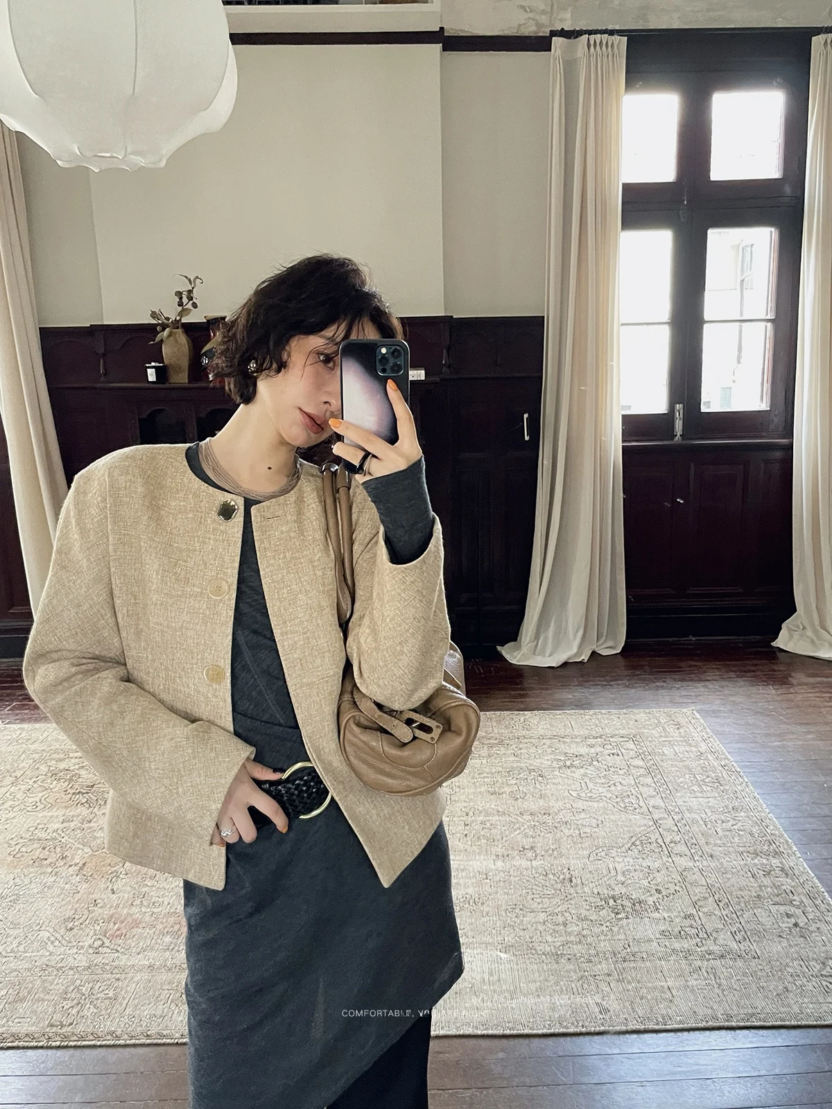 

Пальто Molin из смешанной шерсти с художественной расцветкой, классическое, с поясом на талии, с рукавами из овечьей шерсти, женская короткая верхняя одежда для ранней осени, модная новинка