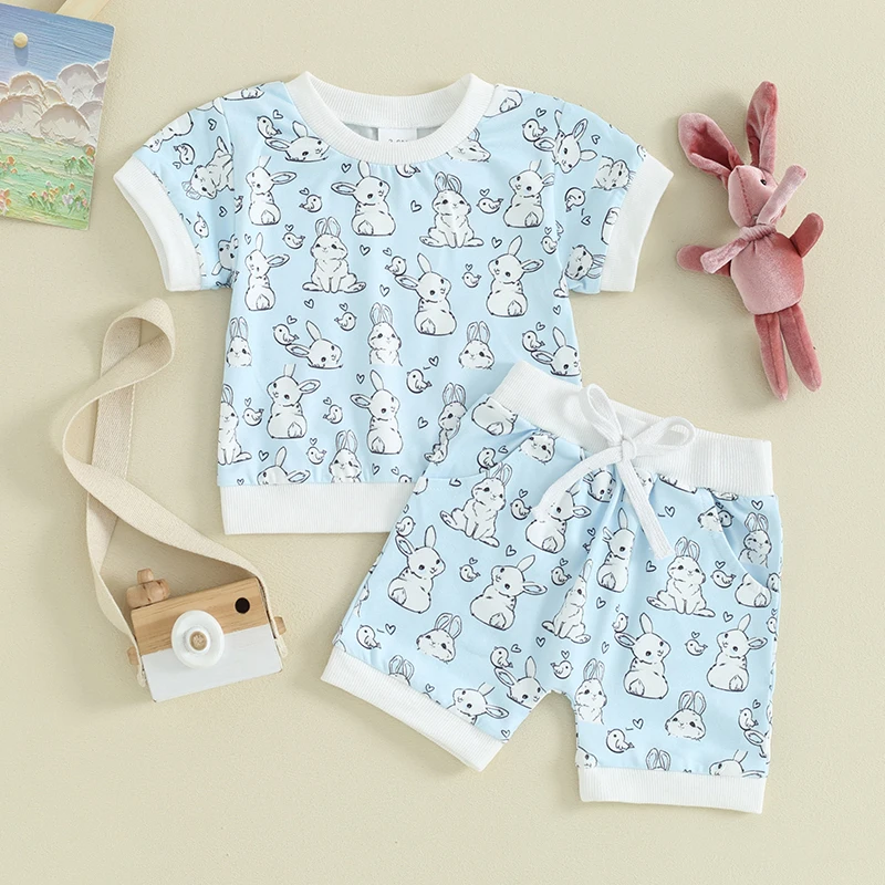 Toddler Baby Girl Easter Outfit 3 6 12 18 24 Months 2T 3T  Baby Girl Summer Clothes Bunny Short Sleeve Pullover T Shirts  Top