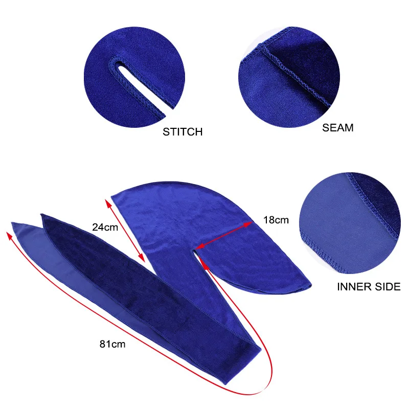 New Unisex Long Men Women Velvet Breathable Bandana Hat Durag do doo du rag long tail headwrap chemo cap Hip-hop Pirate Hat