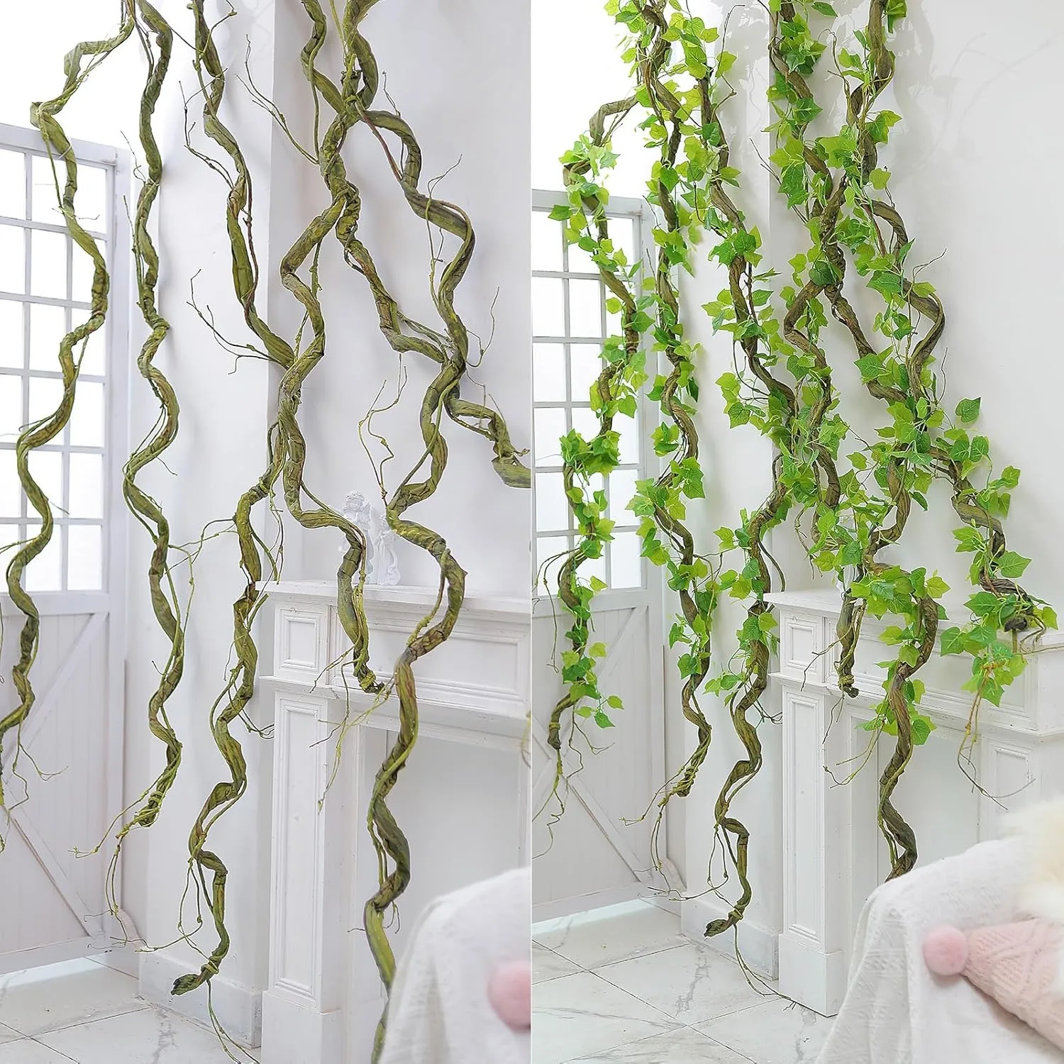 

3M Wall Hanging Rattan Artificial Fake Plants Tree Twigs Trunk Cherry Branches Flexible Vines Home Wedding Garden Decor