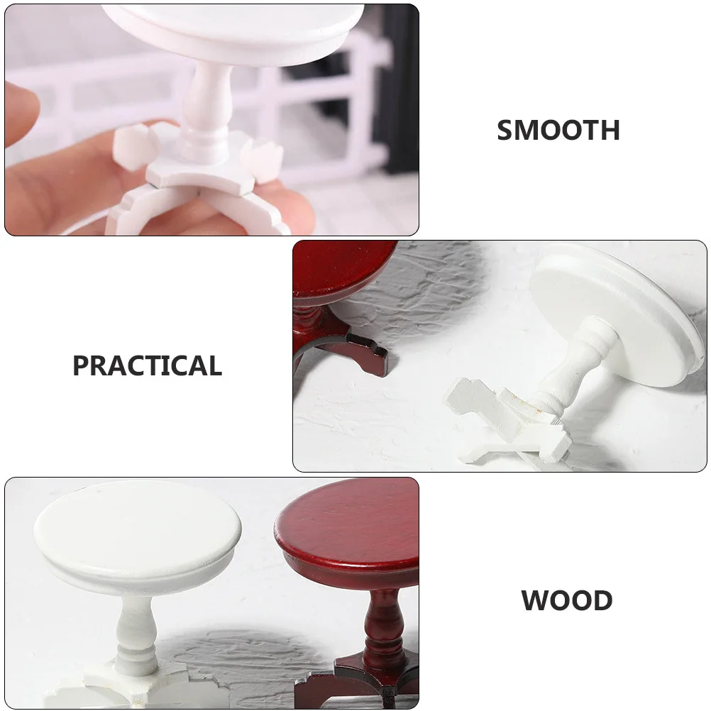 1 szt. Mini Drewniany Okrągły Domek na Kawę Mebelki dla Dzieci DIY Domek dla Lalek Dekoracja Mini Meble Miniaturowy Stolik do Salonu