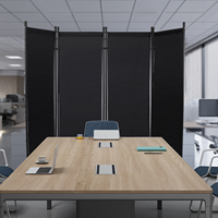 Folding Screen Divider Gray 420Dpu Oxford Cloth Iron Frame Tear-Resistant Easy to Assemble for Room Separation and Privacy