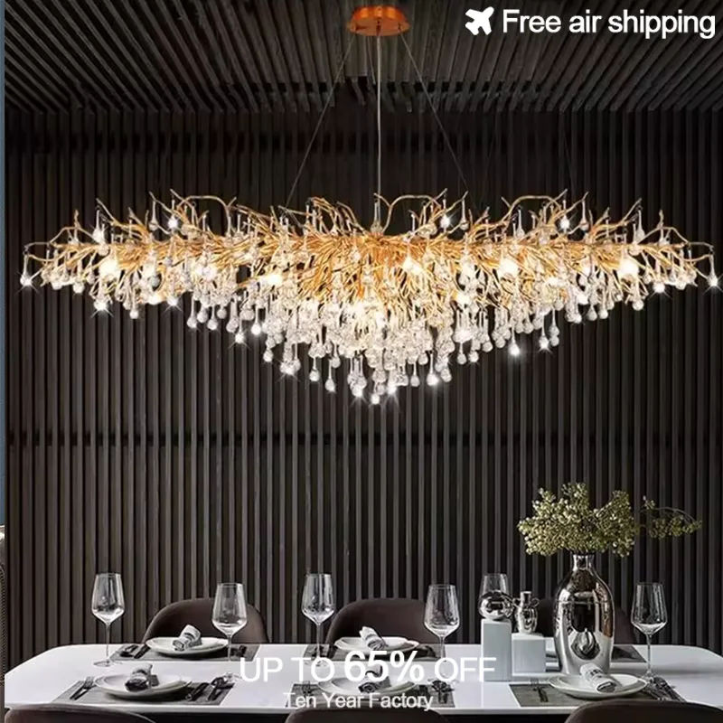 

Ultra Modern Gold Plate LED Crystal Chandelier with Antler Design Luxury Suspension Lighting for Bedroom Living Room Kitchen Hom
