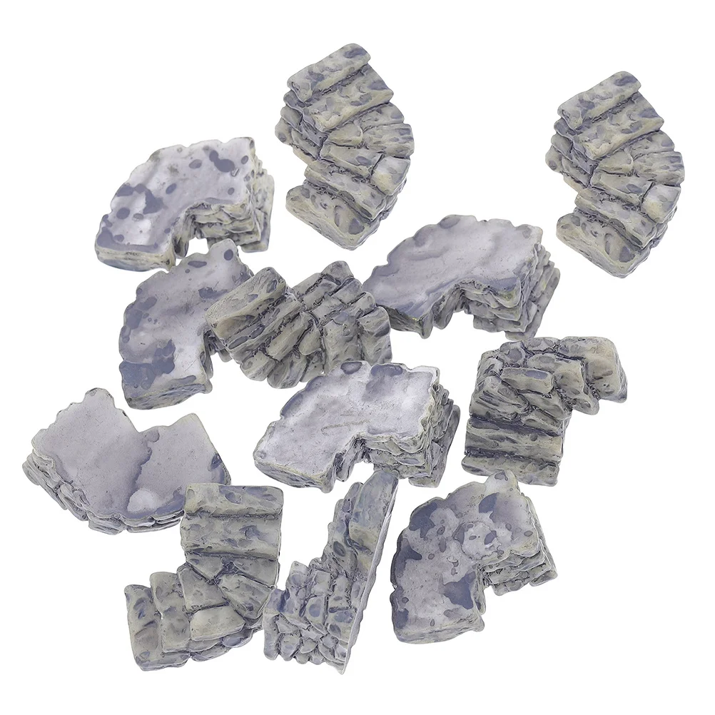 

12pcs Micro Landscape Ornaments Miniature Resin Stone Steps Fairy Garden Walkway Decor For Dollhouse Aquarium Bonsai Rock