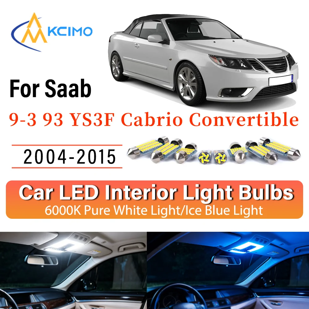 

Interior Lighting Kit For Saab 9-3 93 YS3F Cabrio Convertible 2004-2015 LED Bulbs for Dome Map Door Trunk License Plate Light