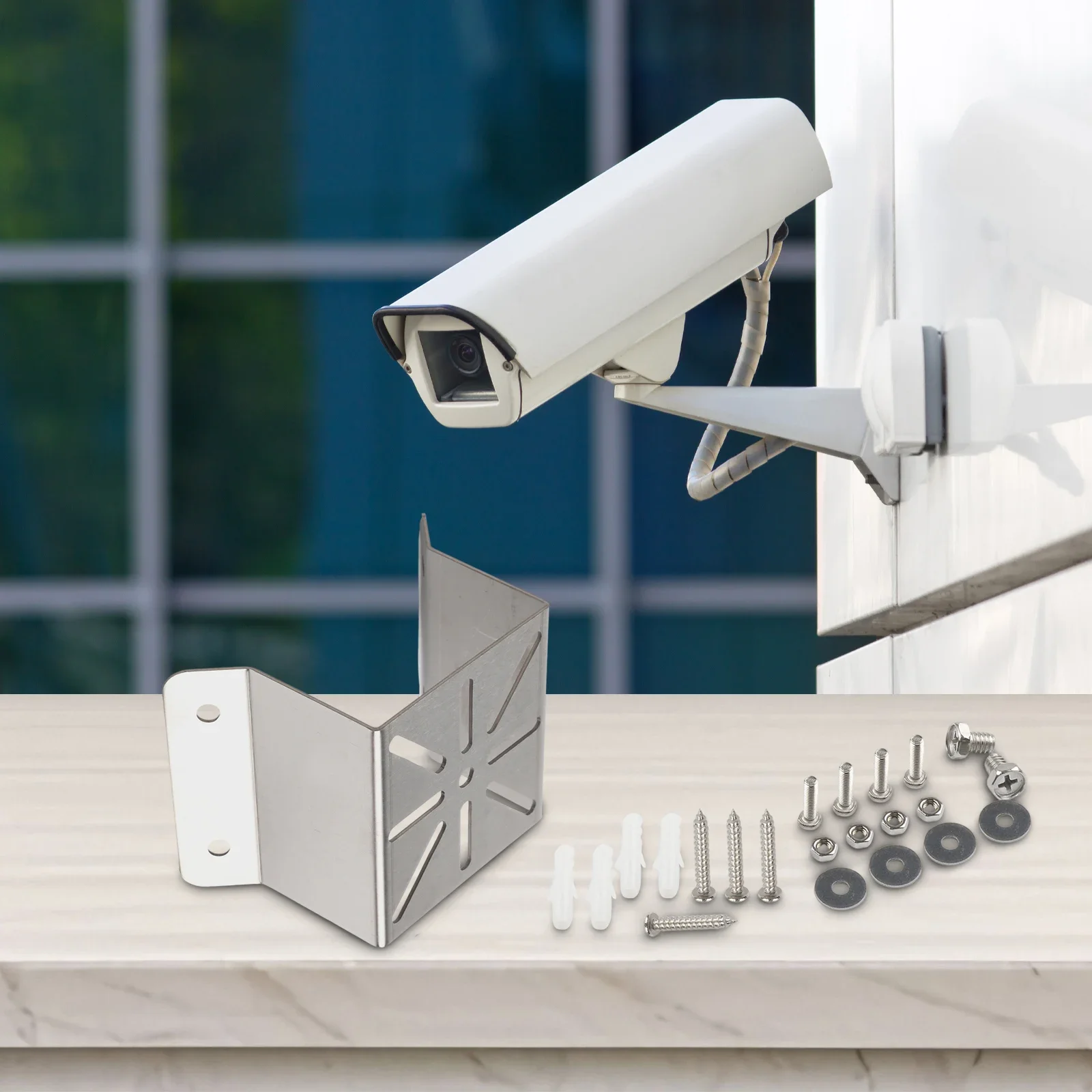 Corner Wall Bracket For Security Cameras Compatible With Dome And WiFi IP Cameras Featuring Rust Resistant Finish