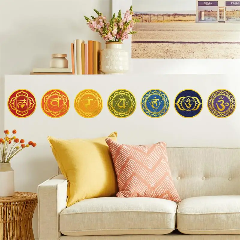 Wall Sticker Yoga Pattern Household Self-adhesive 7 Color Matching 7 Colors Home Decorations Color Stickers No Sticky Marks Pvc