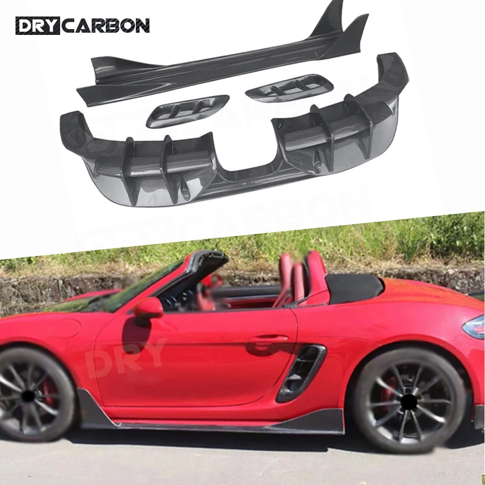 P Style Side Skirts Rear Diffuser Lip Spoiler Side Fender Intakes Air Vents Trim Car Body Kits Accessories for Porsche 718