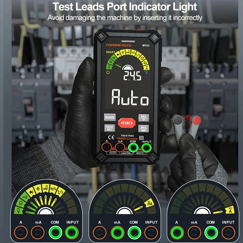 MT03 10000 카운트 스마트 충전식 멀티미터, 자동 범위 Ture RMS 1000V 10A 테스터, Ohm Hz 커패시턴스, NCV 디지털 멀티미터